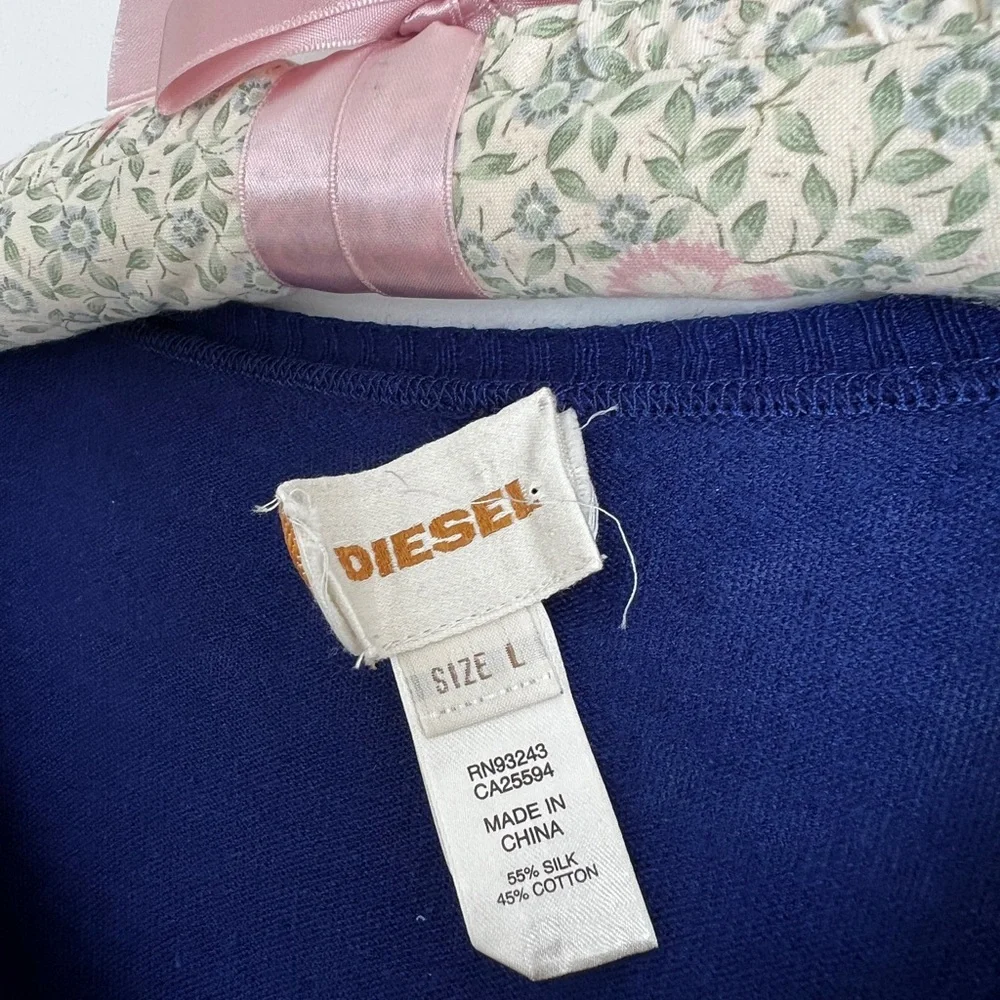 Diesel Dark Blue Long Sleeve V-Neck Top - Picture 2 of 6